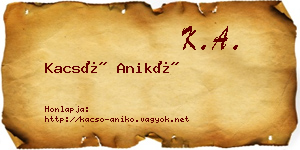Kacsó Anikó névjegykártya
