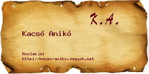Kacsó Anikó névjegykártya